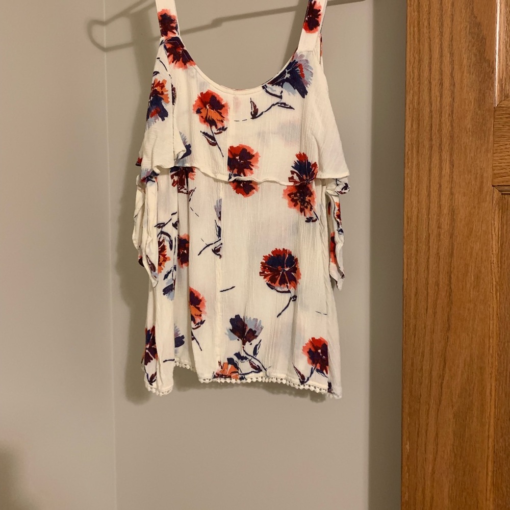 Floral cold shoulder top